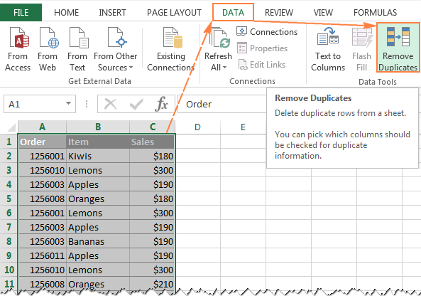 remove duplicates