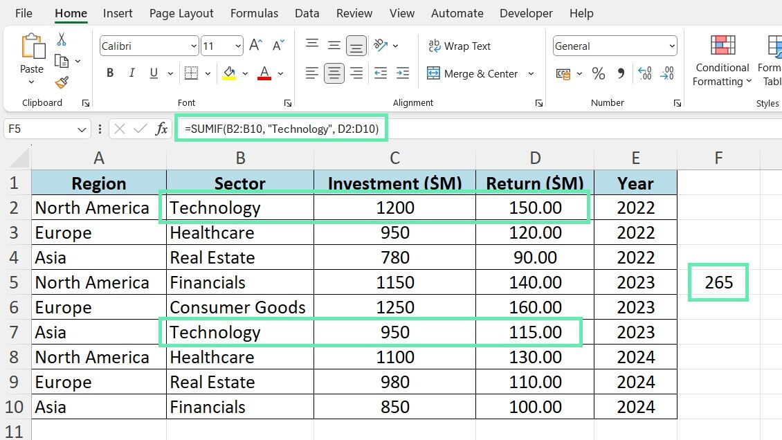 summarize data sumif sumifs